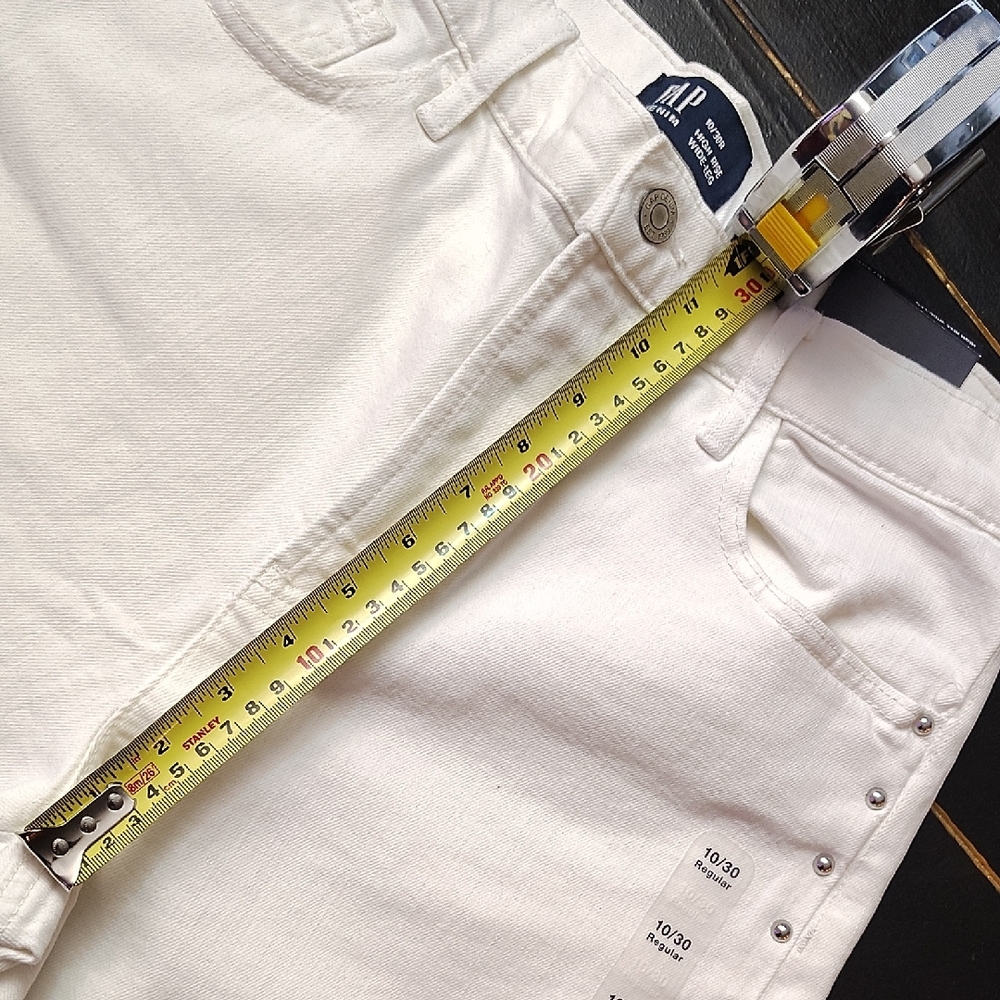 GAP WOMEN'S STUDDED WHITE HIGH RISE WIDE LEG DENIM - Picture 7 of 13